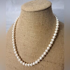 Authentic White Pearl Necklace. 24" Long. 9mm Large Pearls. Elegant & Classy.